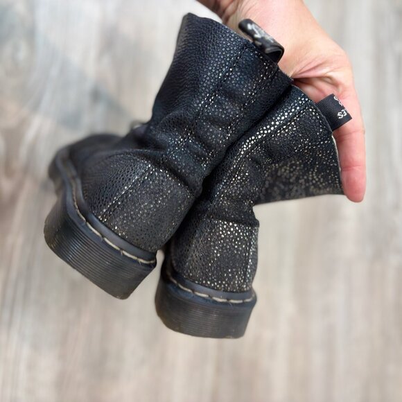 Dr. Martens Black Pascal Combat Boots AW004 Silver Print Sz US 6 - Picture 4 of 9